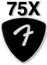 Genuine Fender F-Grip 3-Ply Guitar Picks - 346 Shape - Black - 3 PACK X 25 (75)