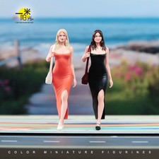 Resin Diorama 1:18 Black Red Dress Beauty Realistic Figurine Dolls Toys Scene