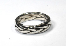Vintage 925 Sterling Silver Mexico Thick 5.5 mm Wide Braided Band Ring Size 7