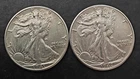 2 COINS - 1941D & 1942D 90% SILVER 50c Walking Liberty Half Dollars        #5624