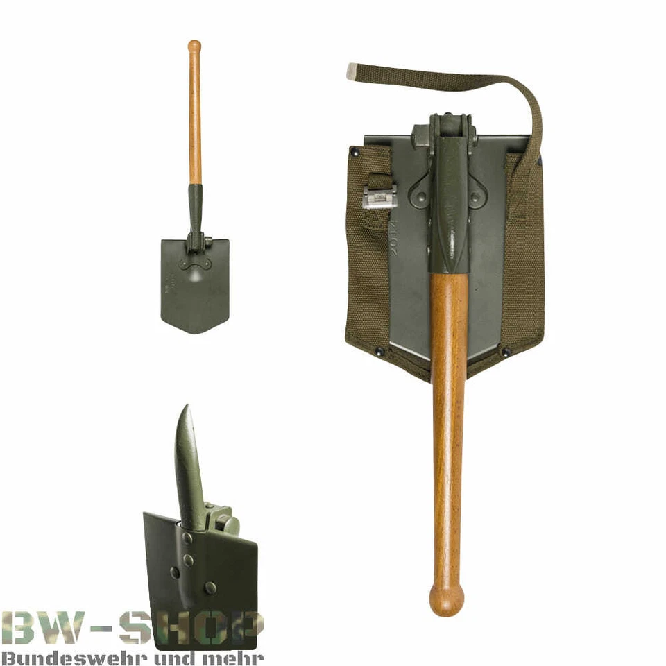 BUNDESWEHR KLAPPSPATEN MIT SPITZHACKE & TASCHE OLIV BW SPATEN ARMY FELDSPATEN - Bild 1 von 1