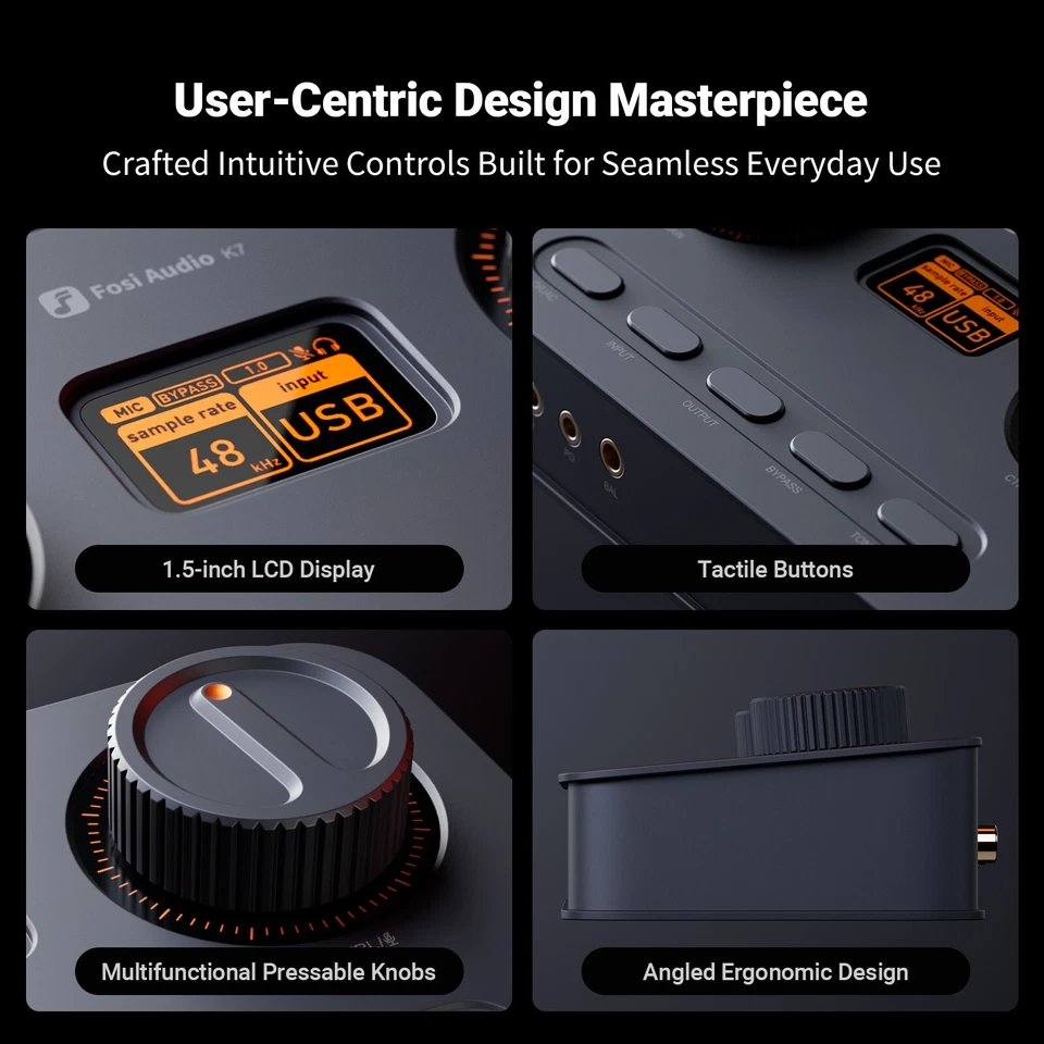 Fosi Audio K7 DAC Headphone Amp Desktop USB C Digital to Analog Audio Converter - Image 4 of 4