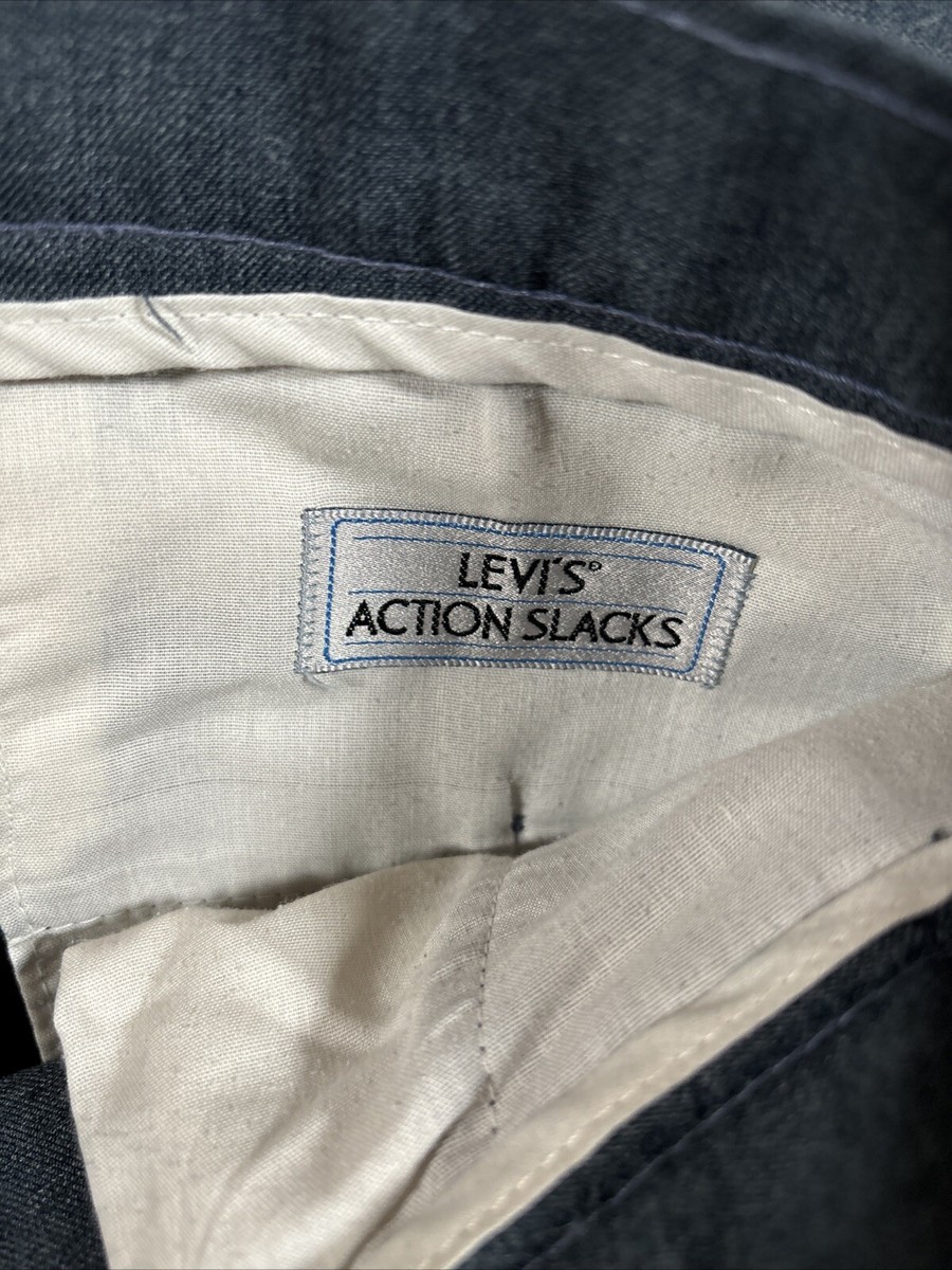 VINTAGE LEVIS Action Slacks Pants Mens 34x29 Blue Polyester