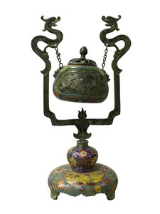 Chinese Metal Blue Enamel Cloisonne Dragon Incense Burner Figure cs2870