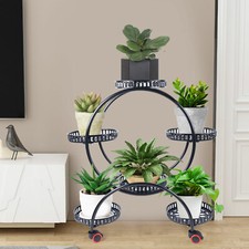 Flower Pot Holder 6 Potted Metal Plant Stand 4 Tier For Indoor Plants Tall Shelf