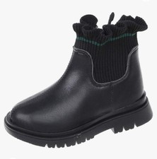 Big Girls Ankle Booties Black Chelsea Boots Size EU 36 US 6 Casual Warm Side Zip