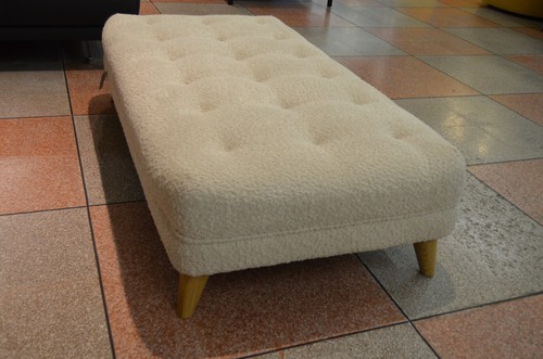 Laze Footstool Large Ottoman Foot Stool in Teddy Oat Fluffy Fabric - Picture 7 of 14