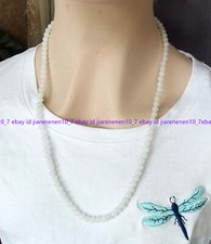 Natural Nephrite jade beads Necklace 108 Beads 6mm Gorgeous White Nephrite Beads