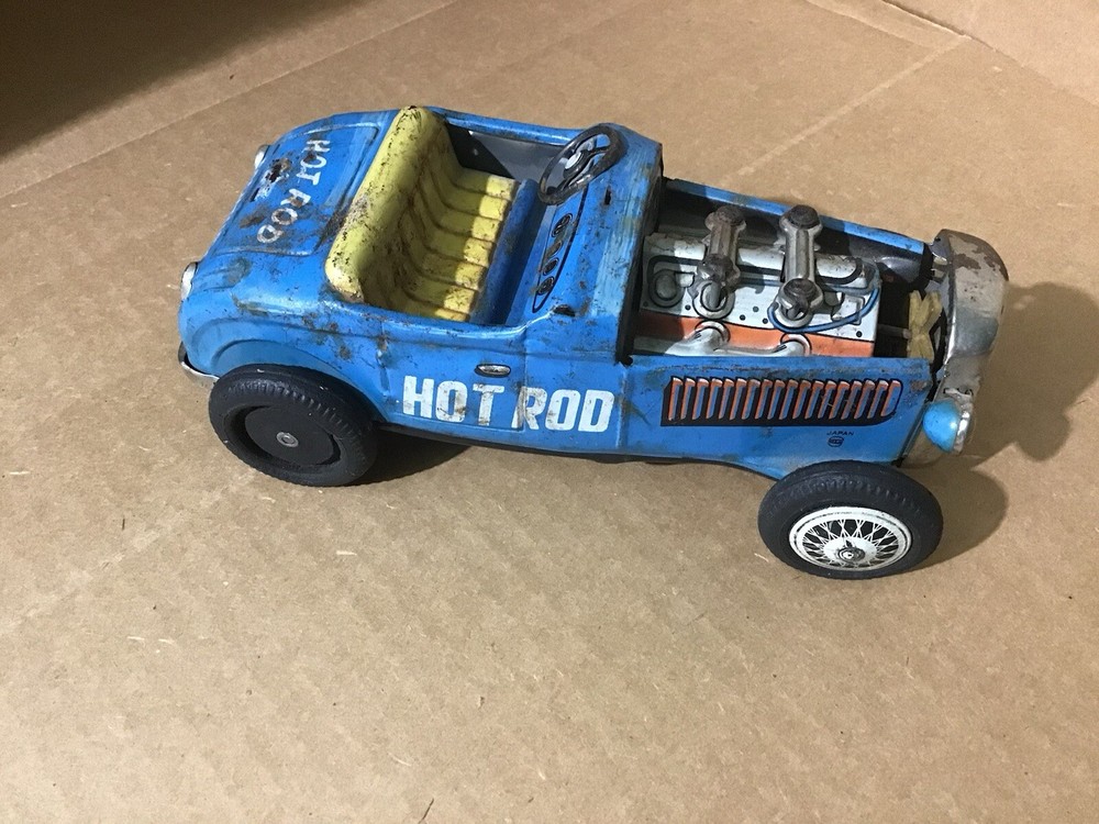 FORD HOT ROD CENTURY JALOPY RACE CAR TIN FRICTION TOY T.N. JAPAN 1950s