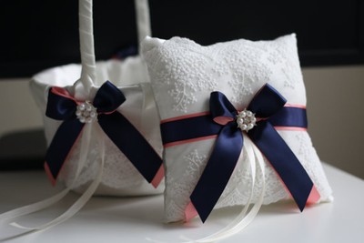 navy blue flower girl basket