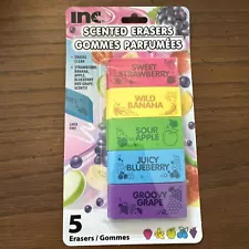 Inc Fruit Scented Erasers Pack Of Five Fun Learning Strawberry Banana Apple Grap