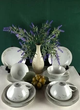St. Regis, Fine China- 101, 12 Pcs Breakfast Set, White Flowers/Green Leaves JPN