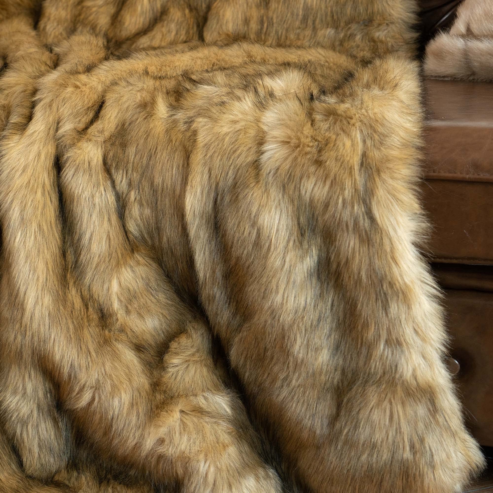 BATTILO HOME Luxury Golden Faux Fur Blanket 60"x 80" Large Fur Throw Blankets...