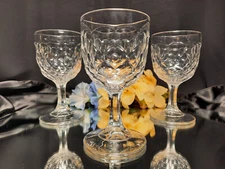 3 Antique/Vintage Honeycomb Optic EAPG Water/Wine/Multi-use Glasses Goblets Set