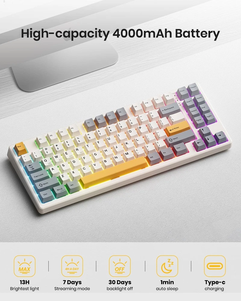 Creamy Sound Gasket Wireless Mechanical Gaming Keyboard with Bluetooth Connectivity