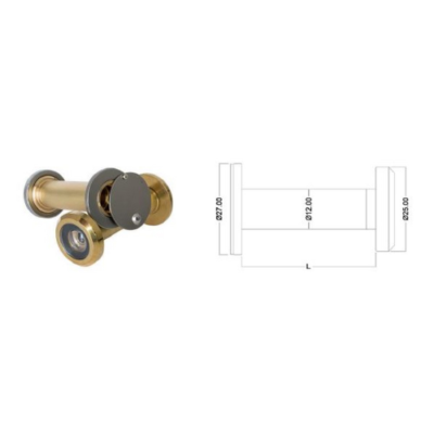 ToniTec Mirilla Spioncino Per Porta In Ottone Nichelato, Angolo 160°, Per Spessore 35-85 Mm