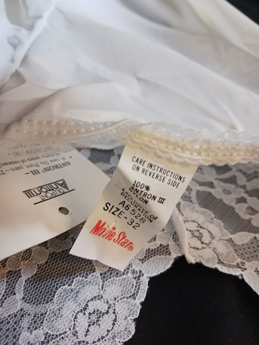 Vintage Slip Nightgown Lingerie Lace Nylon Sz S 32 Bust White 1960s NOS - Picture 6 of 8