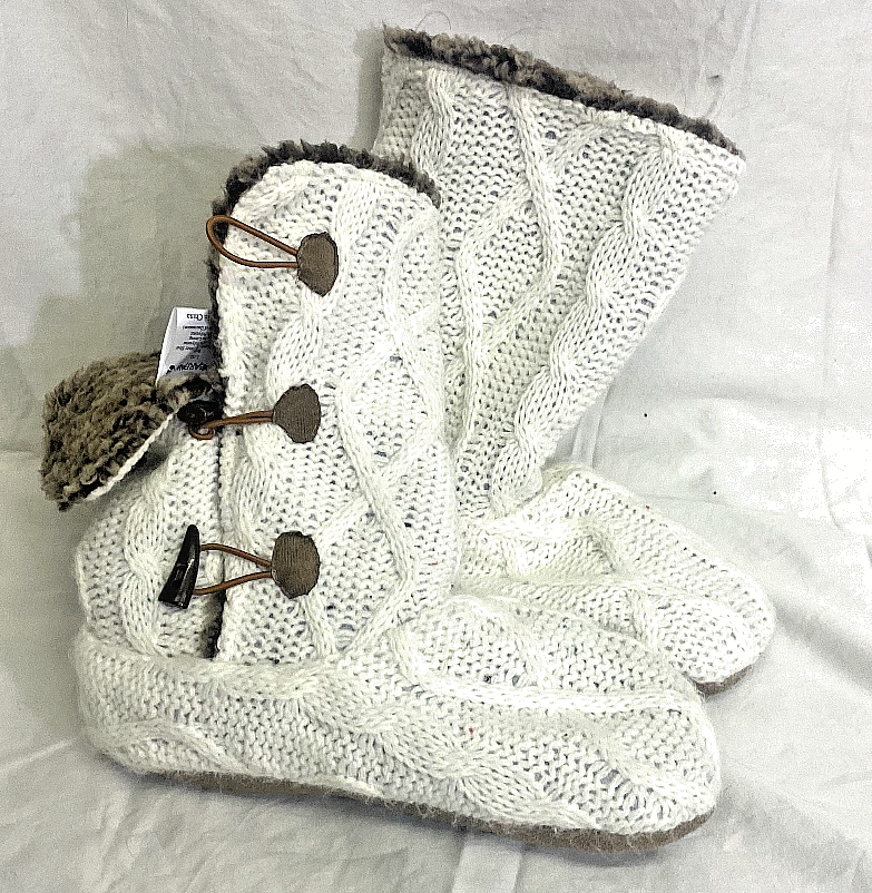 SAOLA Pantofole Bearpaw Donna L XL Slip on suola bianca aderente fibbia fodera in finto abete