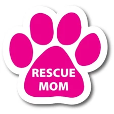 Rescue Mom Paw print Car Magnet 5" Pink Paw Print For Auto Truck Decal Magnet
