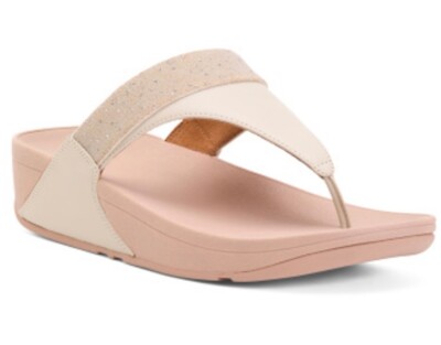 FITFLOP NIB LULU OPUL TRIM LEATHER TOE POST THONG SANDALS STONE BEIGE SIZE 9