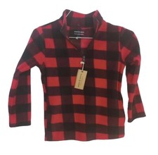 Stitch And Stone Youth Size 8 Fleece Buffalo Plaid Quarter Zip With Pockets NWT