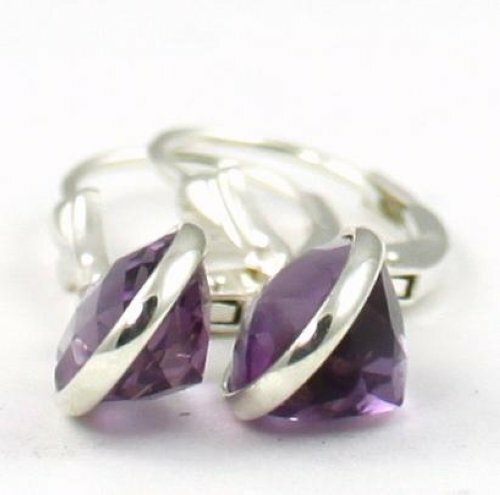 925 Sterling Silber Ohrstecker, Amethyst, SE001 - Bild 3 von 7