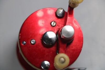 Vintage 4 Screw Abu 2600 Ambassadeur Red Bait Casting Level Wind