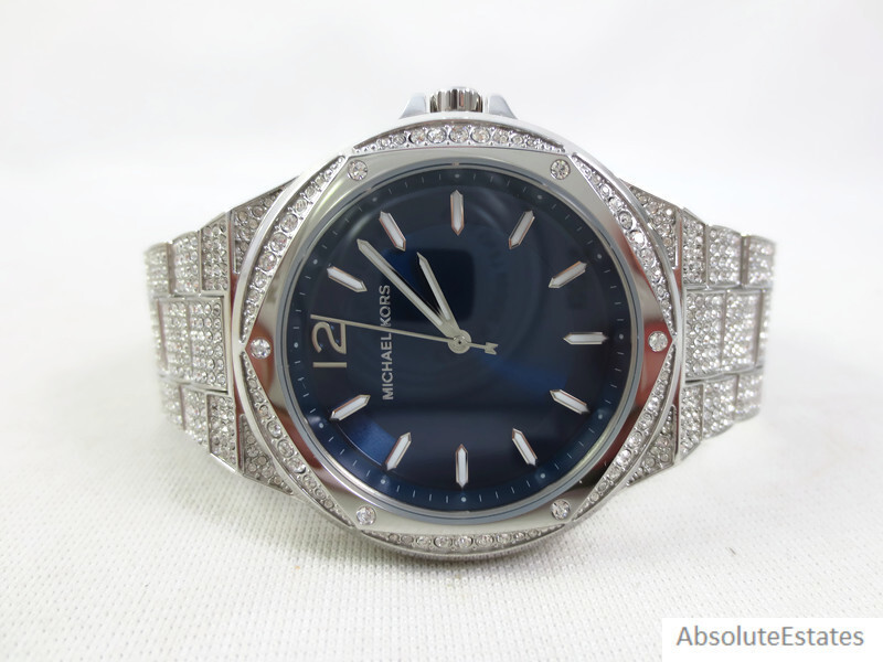 NEW Michael Kors Lennox Pave Glitz Crystal Silver & Blue  display picture 1