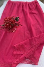 Vtg Half Slip Rogers 50's Pristine UNWORN Nylon  Lace Magenta Dark Hot Pink M