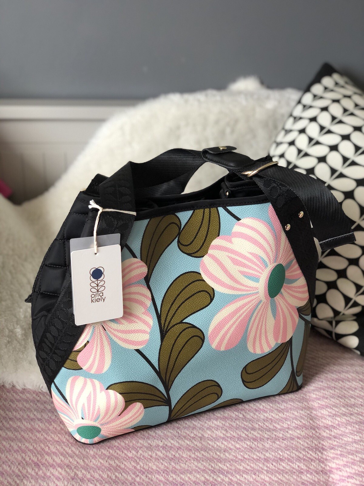NEW Orla Kiely Sky Retro Floral Gondola Grab Shoulder Bag Acapulco RRP £280