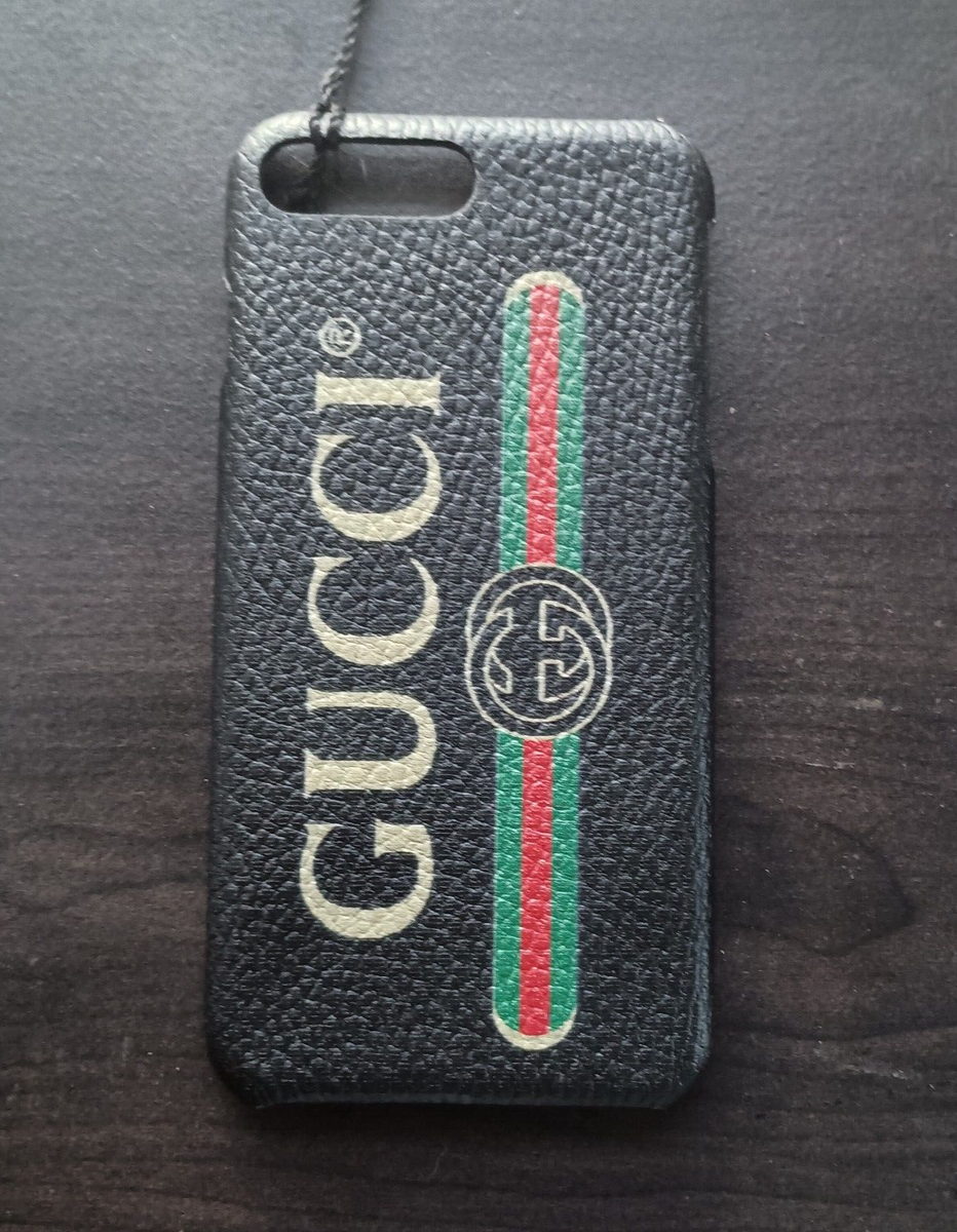 Gucci GG iPhone 8 Logo Leather Phone Case Black, New With Tags