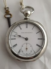 raro da tasca ELGIN del 1883 tripla cassa Silverode - a chiavetta, funzionante