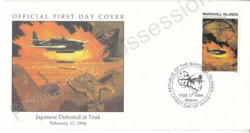 W71 1-1 MARSHALL ISLANDS FDC COVER 1994 JAPANESE DEFEATED AT TRUK 1944