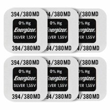 6 x Energizer Silver Oxide 394 380 batteries 1.55V SR45 SR936SW Watch
