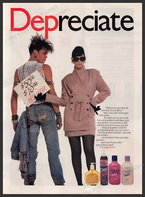Dep Hair 1980s Print Advertisement 1989 ''Depreciate'' Selling Bad Boy Boyfriend