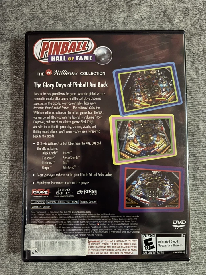 Pinball: Hall of Fame Williams Collection (Sony PlayStation 2, PS2) Sealed, New! - Image 2 of 3