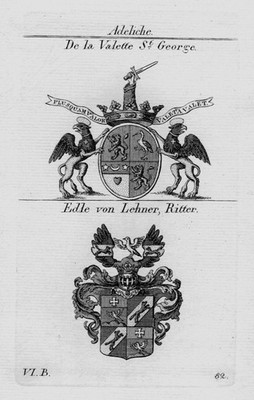 1820- Valette st George Lehner Wappen Adel coat of heraldry Kupferstich