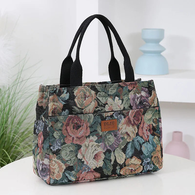  Damen Tasche Tote Floral Großes Fassungsvermögen Strapazierfähiger Stoff Shopper Mode