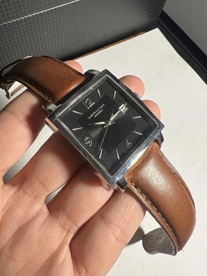 Hamilton Jazzmaster Square Automatic Swiss Made Date Black Dial Square