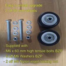 2x MOBILITY SCOOTER ANTI TIP WHEELS ( Pair ) 50 mm Fits KYMCO Dual Bearing for