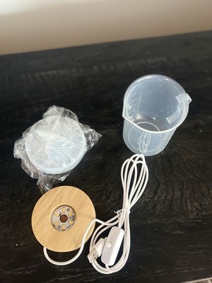 DIY Epoxy Resin Night Light Kit - LED Wood Base - Clear Resin & Ice Blue Pigment