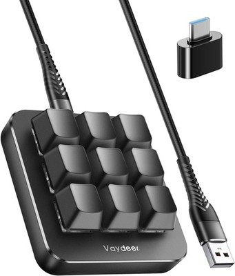 9 Key Mechanical Keyboard Macro One Handed Programmable