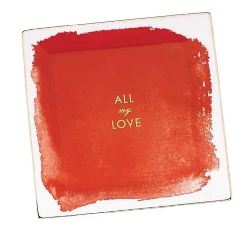 Kate Spade Capodanno Posy Court Quadrato Rosso Trinket Portagioie Porcellana Lenox