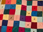 Vintage Quilt 76" X 62" Flannel & Velour Small Cotton Squares Light Weight Cozy  — photo 3