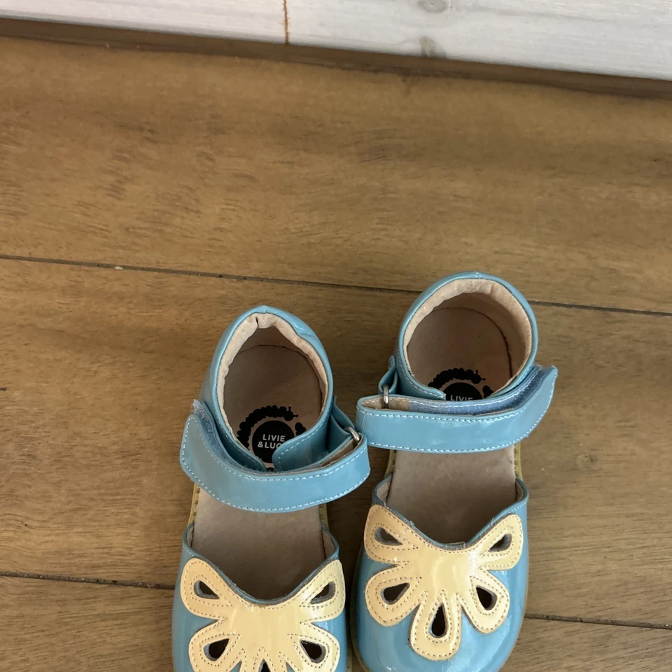 Сандалии Livie And Luca Blue Yellow Petals Girl Mary Jane размер 11 как новые - Изображение 3 из 4