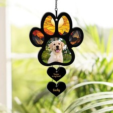 Custom Pet Portrait Suncatcher, Personalized Dog Memorial Suncatcher, Pet Loss