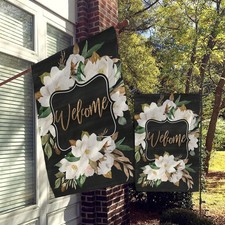 Rustic Welcome Garden Flag, Farmhouse Floral Porch Decor Summer Yard Banner