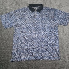 Vtg Pierre Cardin Geometric Print Golf Polo Shirt Mens Large Cotton Blue White L