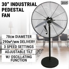30" Industrial Pedestal Fan Floor 280W Cooling 3 Speed Tilt Oscillating Stand