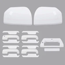 For 2015-20 FORD F-150 Mirrors & Door Handles Guards COVERS Set WHITE Accessorie